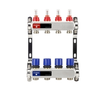 Коллектор 4 вых  нерж.  с расходомерами и регулирующими клапанами