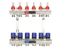 Коллектор 6 вых  нерж.  с расходомерами и регулирующими клапанами