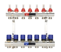 Коллектор 7 вых  нерж.  с расходомерами и регулирующими клапанами