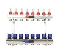 Коллектор 8 вых  нерж.  с расходомерами и регулирующими клапанами