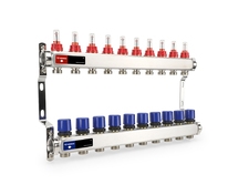 Коллектор 11 вых  нерж.  с расходомерами и регулирующими клапанами