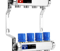 Коллектор 4 вых  нерж.  с регулирующими и балансировачными клапанами