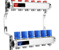 Коллектор 6 вых  нерж.  с регулирующими и балансировачными клапанами
