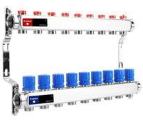 Коллектор 9 вых  нерж.  с регулирующими и балансировачными клапанами
