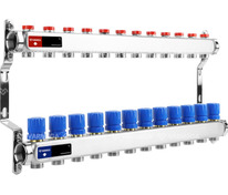 Коллектор 12 вых  нерж.  с регулирующими и балансировачными клапанами