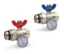 Комплект шаровых кранов 1"х3/4" НР-ВР прямых , с термометром