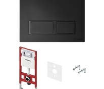 Комплект: застенный модуль TECEspring, пластиковая панель смыва TECEspring V, черная матовая