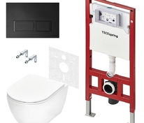 Комплект TECEspring  Base, панель смыва с прямоугольными кнопками, черный матовый, унитаз модель R