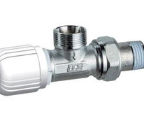 Вентиль Т/С угловой (НР) 1/2" для м/п трубы, с гориз.буксой хром