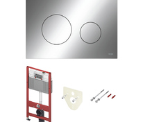 Комплект для установки унитаза: застенный модуль, пластиковая панель смыва TECEloop, хром глянцевый