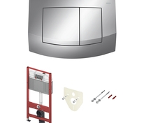 Комплект для установки унитаза: застенный модуль, пластиковая панель смыва TECEambia, хром глянцевый