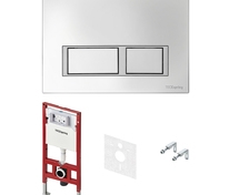 Комплект: застенный модуль TECEspring, пластиковая панель смыва TECEspring V, хром глянцевый