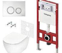 Комплект: застенный модуль, панель смыва TECEspring R, хром глянцевый, унитаз TECEspring R 