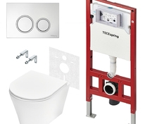 Комплект: застенный модуль, панель смыва TECEspring R, хром глянцевый, унитаз TECEspring K