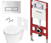 Комплект:застенный модуль, панель смыва TECEspring V, хром глянцевый,унитаз TECEspring K