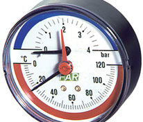 Термоманометр с обр.клапаном 80 мм 1/2", 0 - 4 бар