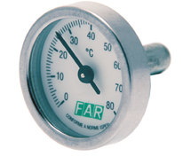 Термометр биметалл. Ø40 в шар.кран без фиксатора, 36 мм,  0 - 120˚С