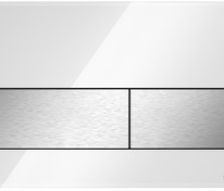 Стеклянная панель смыва для унитаза TECEsquare, стекло белое, клавиши нержавеющая сталь сатин, покры