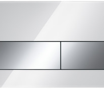 Стеклянная панель смыва для унитаза TECEsquare, стекло белое, клавиши хром глянцевый