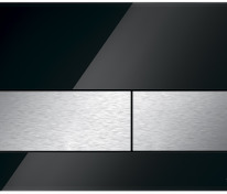 Стеклянная панель смыва для унитаза TECEsquare, стекло черное, клавиши нержавеющая сталь сатин, покр