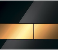 Стеклянная панель смыва для унитаза TECEsquare, стекло черное, клавиши позолоченные