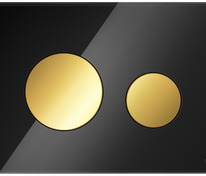 Стеклянная панель смыва для унитаза TECEloop, стекло черное, клавиши позолоченные