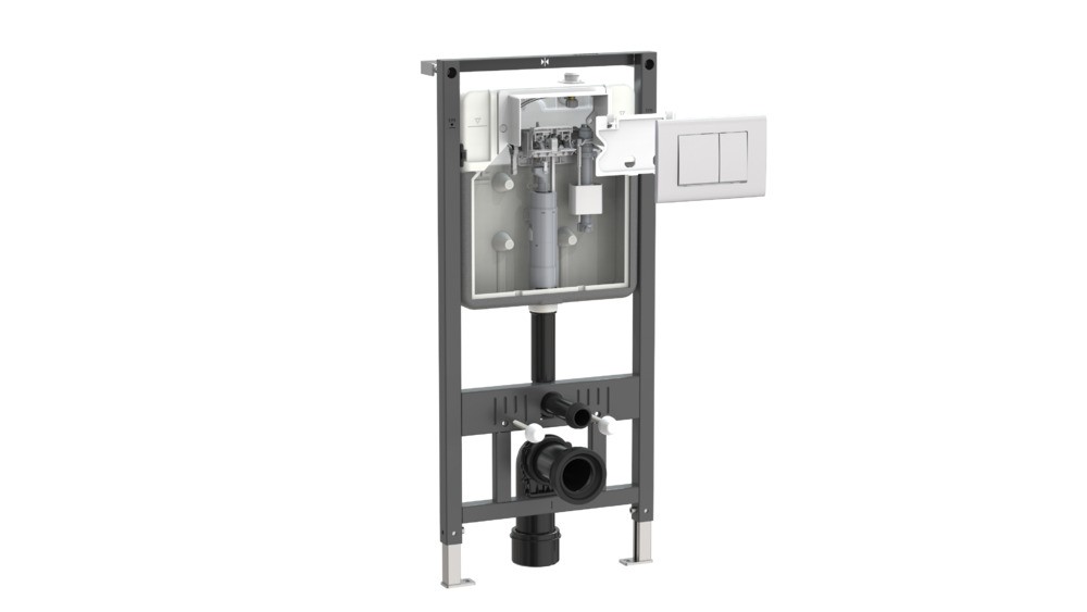 Комплект инсталляции с панелью смыва NOVA QUAD 001 с прямоугольными клавишами, белый глянцевый