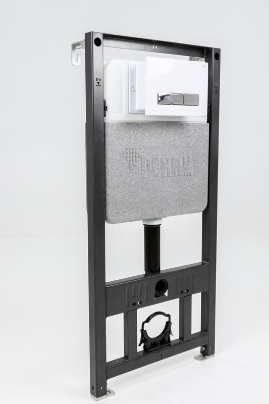 Комплект инсталляции с панелью смыва NOVA QUAD 001 с прямоугольными клавишами, черный матовый